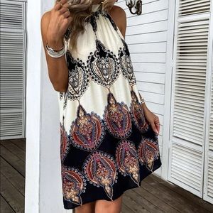 Boho tie back halter dress